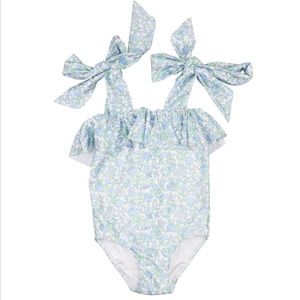 Cecil & Lou Blue and Green Flora Lycra Infant Swimsuit